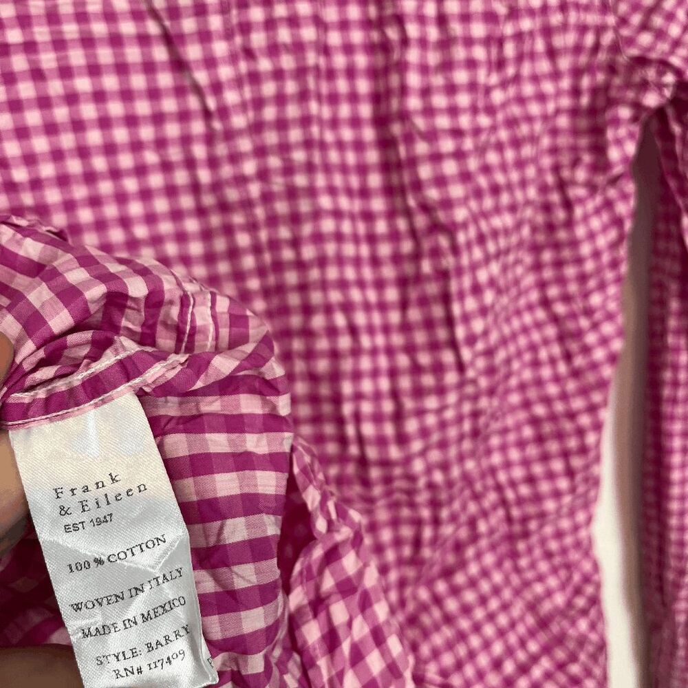 Frank & Eileen Barry Multi Pink Check Signature Crinkle Top Women's Size XS - Picture 5 of 7